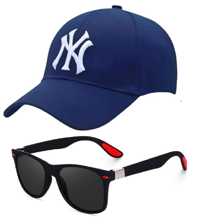 Stylish Cotton Blend, Summer All Season Sports, Cricket, Buckle Baseball Cap & 100% UV Protected Unisex Sunglasses Combo for Men & Boys Pack of 2-image-37