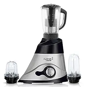 Gemini LFBSA21 1000Watts Mixer Juicer Grinder with 3 Jars (1 Juicer Jar, 1 Large Bullet and 1 Small Bullet) - Black Silver