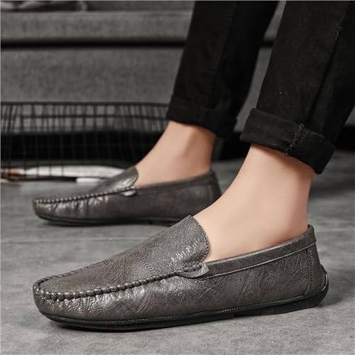 Fashion Men Loafers Shoes Pu Leather Driving Loafers Solid Color Round Toe Slip On2