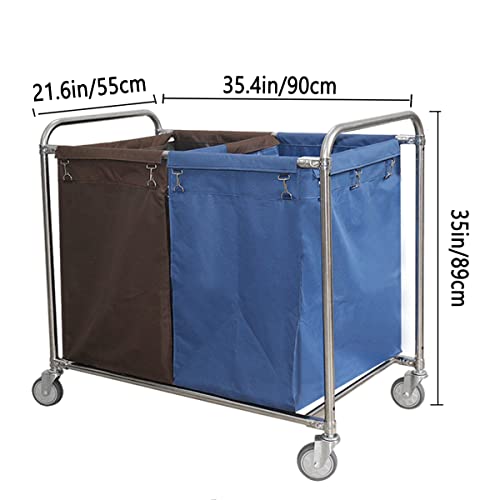 Cadre en métal robuste pour ce chariot à linge professionnel à double bac mobile - 7