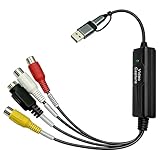 Leikurvo RCA AV zu USB C Konverter Video Capture Card Adapter, VHS auf USB 2.0 Video Grabber, Video Converter, VHS Digitalisieren Gerät Konverter, AV NTSC PAL Video S Video Composite zu USB Converter