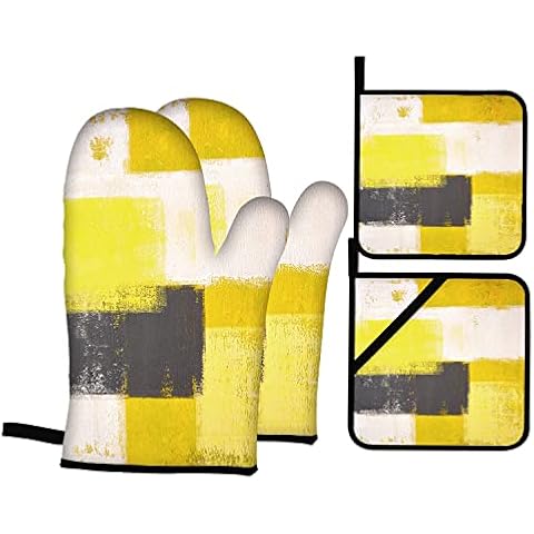 Blue Grey Modern Art Oven Mitts Set Cover