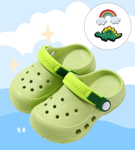toddler clogs boys girls kids dinosaur garden shoes slip on sandals slides water summer shoes for outdoor beach poolpuregreen8-9 toddler