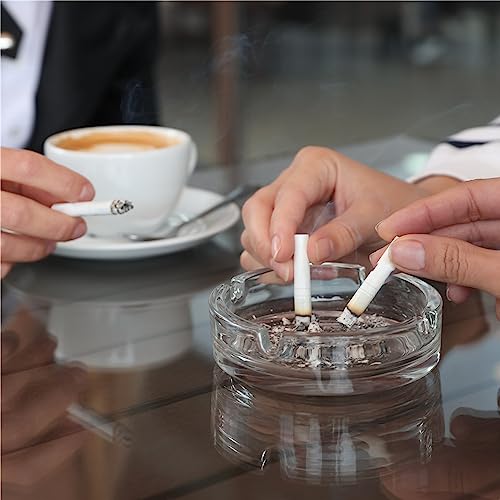 Glass Ashtrays for Cigarettes, Portable Decorative Modern Ashtray for Home Office Indoor Outdoor Patio Use, Fancy Cute Cool Ash Tray, Pack of 1 (Clear) - Thumbnail 4