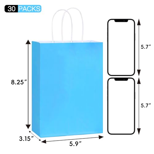 Moretoes GIFT BAGS 7040010 30Pcs Paper Gift Bags With 30 Tissue Papers, 6 Colors Small Bulk Party Favor Bags Goodie Bags thumb #1
