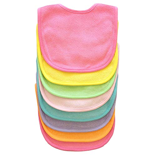 Neat Solutions 8 Pack Multi-Color Solid Knit Terry Feeder Bib, Girl, 8 Count3