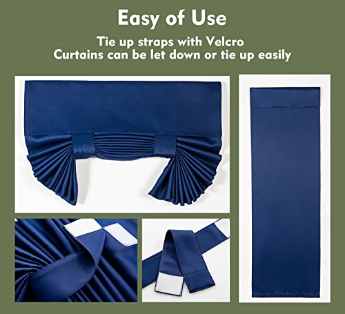 Pi Blackout French Door Curtain,Privacy Thermal Insulated Door Window Curtain With Velcro For Glass Door/Front Door/Sliding Door/Patio Door 1 Panel (W26Xl68,Navy Blue) #TOP4