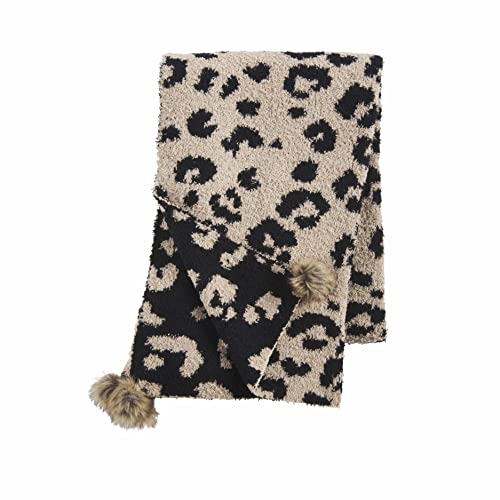 Mud Pie Leopard Chenille Womens Scarf, Tan Leopard