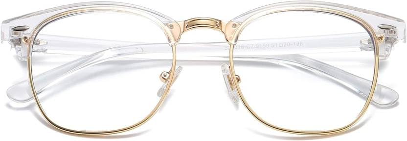 ARTRUEEyewear Blue Light Blocking Clubmaster Glasses Retro Semi Rimless UV400 Clear Lens Computer Eyewear For Men & Women Gold Transparent