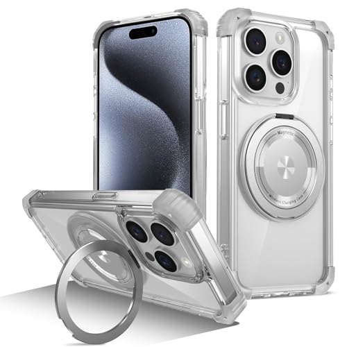 Image of Cubix Back Cover Case for iPhone 14 Pro Hard PC + TPU | Metal Ring Kickstand | 1500g Magnetic Hold | 360 Rotating Stand | Military Drop Protection | Air Cushioned Corners