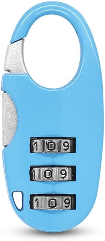 Zinc Alloy 3-Digit Combination Lock - Padlock for Luggage, Backpacks & Cabinets, Tool-Free Password Reset (Blue)
