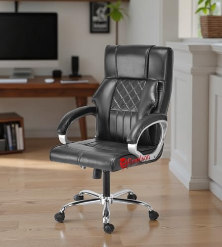 Image of GOYALSON Doctor Ortho Lumbar Support Spine Care High Back Office Executive Boss Black Revolving Chair | Made in India (Black X)