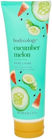 Bodycology Cucumber Melon Body Cream | Shea Butter, Cocoa Butter, Jojoba Oil | Paraben & Phthalete Free, Cruelty Free | Long-Lasting Hydration, Moisturises, Improves Skin Textures - 227 g (Pack of 1)