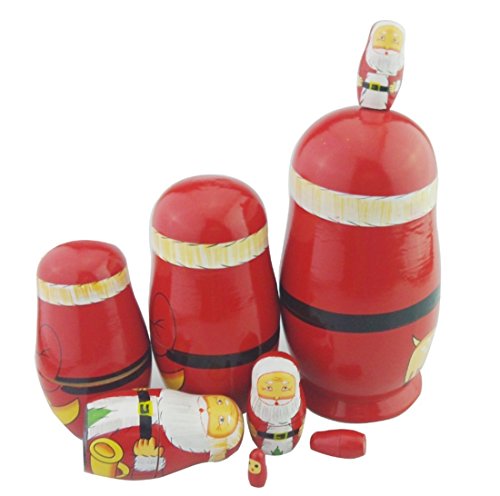 8Pcs Cutie Lovely Red Santa Claus Withink White Big Beard Nesting Dolls Matryoshka Russian Doll Popular Handmade Kids Girl Toy #TOP3