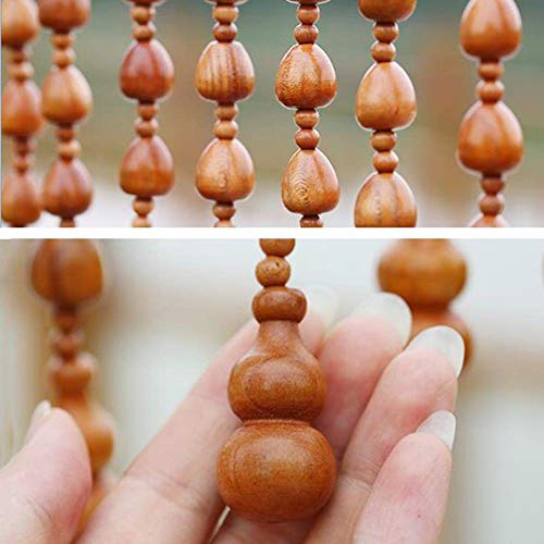Rideau de perles bois de noyer 120x90 pour séparation pièce et porte placard rétro