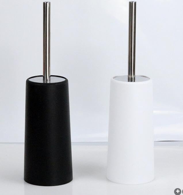 Image of Floor Standing Toilet Brush and Holder Set Stainless Steel Toilet Bowl Brush Handle and TPE Brush Head Modern Compact Storage Organizer Scrubber for Toilet (Black)