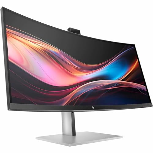 Image of HP 734pm 34 inch Class Webcam UW-QHD Curved Screen LED Monitor - 21:9-34 inch Viewable - in-Plane Switching (IPS) Black Technology - Edge LED Backlight - 3440 x 1440 - FreeSync Premium - 400 Nit - 5 ms - 12