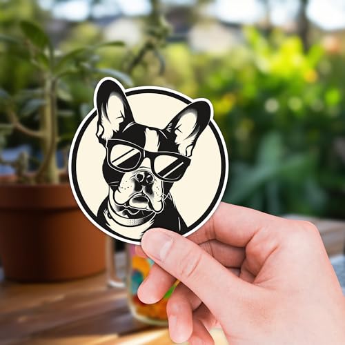Image of Boston Terrier Dog Sticker 8 Pcs (Large Size) Vinyl Stickers Laptop Waterproof Decal for Car Bumper Water Bottle Window Funny Party Birthday Decorations - Size 4 Inches