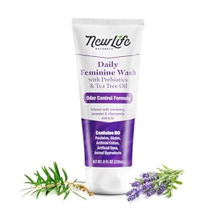 NewLife Naturals Daily Feminine Wash for pH Balance and Odor Control for Feminine Hygiene Intimate Wash for Women – With Prebiotics and Tea Tree Oil – Paraben Free – USA 8oz