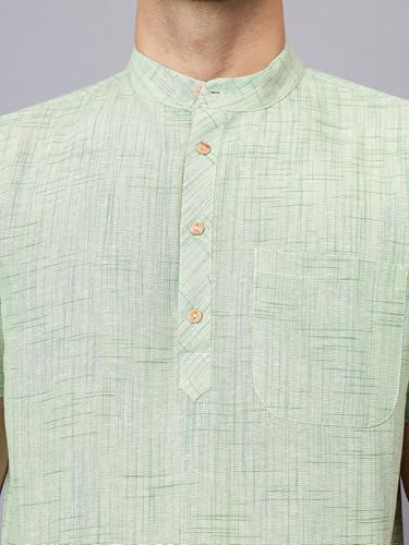 Image of LATEST CHIKAN Men's Cotton Regular Casual Strped Short Kurta Half Sleeves - (SK-LJ.DS.AS)