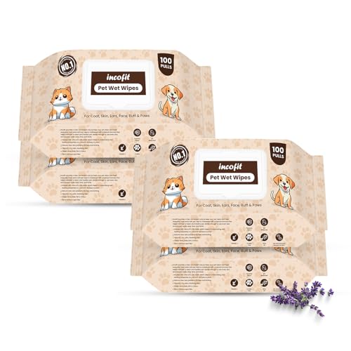 Image of Incofit Anti-Bacterial 400 Pulls Pet Wet Wipes for Dogs, Puppies, Cats, Rabbits & Small Pets | Powerful Odour, Vitamin E & Olive Oil | Anti-Itching | Cleansing, Deodorising & Grooming (Pack of 4)