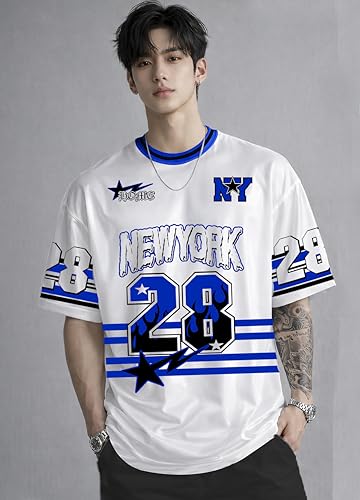 Image of Men's Polyester Oversize Printed T-Shirt, Color Block, Round Neck, Regular Fit, Urban Streetwear Theme