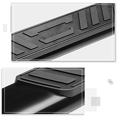 (2Pcs) 5 Inch Black Steel Oval Curved Nerf Bars Side Steps Compatible with 07-19 Chevy Silverado/GMC Sierra Extended Cab