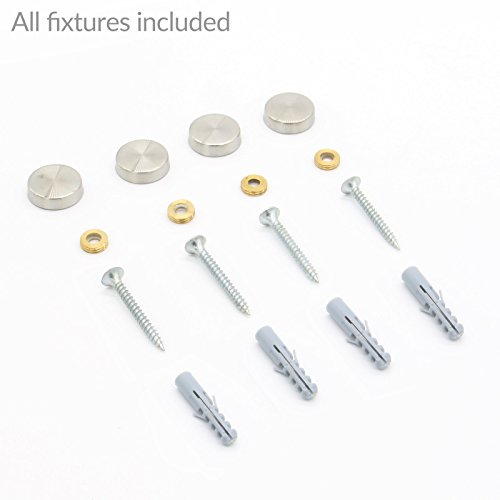 Frameless Rectangle Mirror | Hanging Bathroom Mirror | Fixings and Chrome Caps Included | Wall Mirror | Pre-Drilled Holes | Unframed Mirror | M&W (450mm x 600mm)