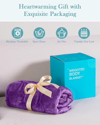 Image of Topblan Weighted Lap Blanket 7lbs for Adults, Small Weighted Blanket Throw for Napping, Relaxation, Calming and Travel, Skin Friendly & Machine Washable for All-Season, Dark Purple 24x29 inches
