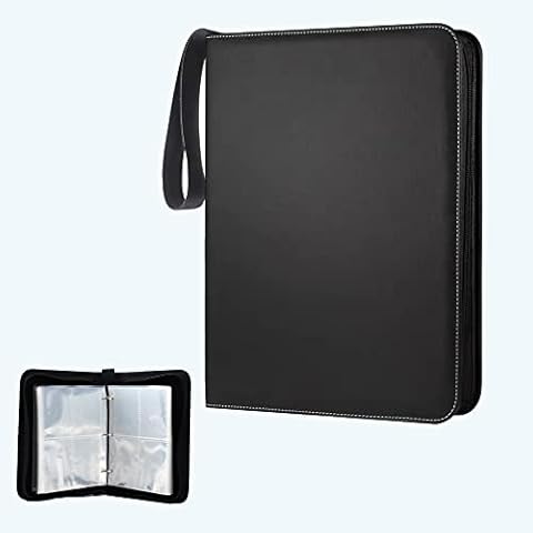 GSRYPC Trading Card Binder for Pokemon, 4-Pocket, 50 Removable Sleeves, 400 Card Capacity, Black Cover