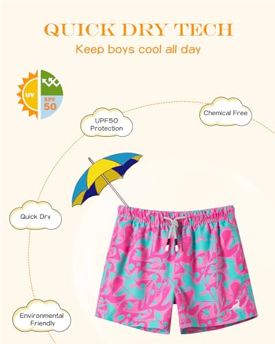 Image of SURF CUZ Surfcuz Little Boys Swim Trunks UPF 50+ Toddler Beach Shorts Swimsuit Kids Quick Dry Swimwear