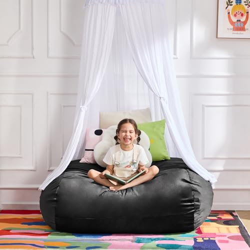 Image of Hobestluk 3FT Bean Bag Chair Large Beanbag with Removable Cover Adult Bean Bag Chair with Portable Handle Desgin for Living Room Bedroom (Black, 3FT)