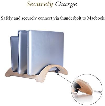 SAMDI Vertical Stand for MacBook Laptop, Wooden Protective Notebook Stand Bracket with 4 Soft Silicone Inserts Replacement for Apple MacBook Air Pro Retina (white)