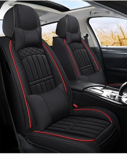 レクサスLBX MAYH1#型に適用車シートカバー座布団 防水 全天候型汚れ防止 取付簡単 滑り止め 収納便利クッションプロテクター前後席背もたれ耐摩耗性通気リネン素材(黒,枕付き)