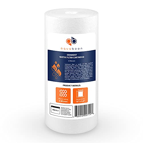 Aquaboon 4-Pack Of 5 Micron 10"X4.5" Sediment Water Filter Replacement Cartridge | Whole House Sediment Filtration | Compatible With W15-Pr, Hd-950, Wfhd13001B, Gxwh35F, Gxwh30C, Hf45-10Blbk10Pr #TOP7
