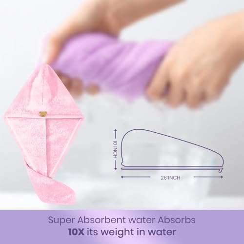Image of Zuvexa Hair Towel Wrap for Women-Quick Drying Microfiber Towel for Hair with Elastic Loop for Tying-Super Absorbent Head Towels Wrap for Ladies Hair Turban (Pack of 2 Multicolour) (2)