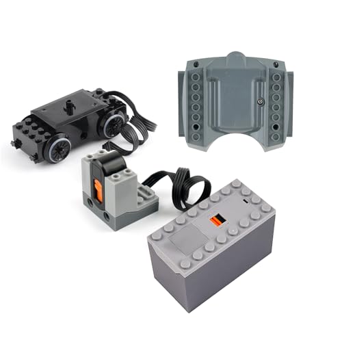 RCmall Power Functions Train Motor Kit Compatible with Building Blocks, IR Remote Control with AAA Battery Box and M Motor, DIY Technical Set for City Railway Track and MOC Train Models (Set B)