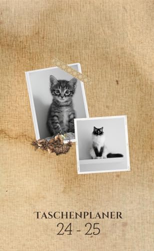 Taschenplaner 24-25: Schwarz-Weiß-Fotocover mit Katzenmotiv, 62 Seiten, gut für die Planung und Organisation wichtiger Termine und Veranstaltungen.