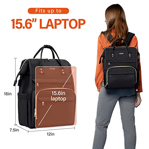 Lovevook Laptop Backpack For Women Fashion Travel Bags Business Computer Purse Work Bag With Usb Port, Black #TOP3