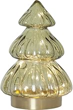 Star LED Table Lamp 'Abete' Made of Glass, Christmas Tree Shape, Battery Operated, Green, Height 18 cm