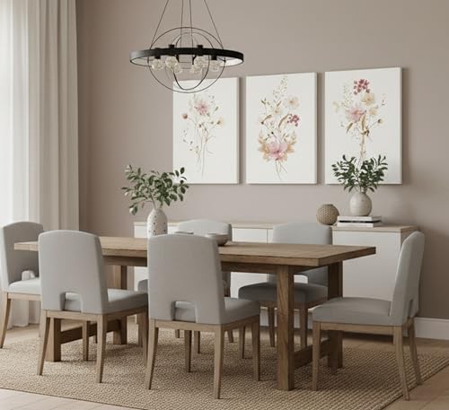 Image of JASMIE 3Pcs Pink Floral Canvas Wall Art