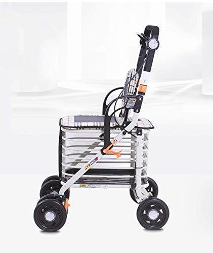 HYY-YY Zusammenklappbarer Einkaufstrolley mit 4 Rädern, höhenverstellbar, leicht, zum Herausziehen von Gegenständen – Bild 5