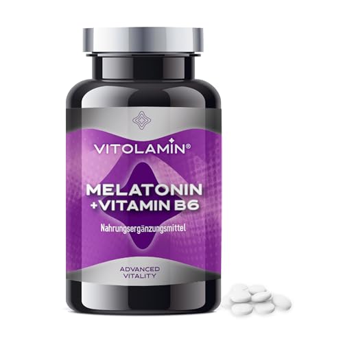 Melatonina 1,9 Mg + Vitamina B6 1,4 Mg | VITOLAMIN® | 150 Comprimidos Veganos | Suplemento natural puro para dormir y evitar el insomnio | Consigue un sueño profundo y un descanso prolongado