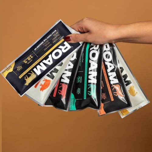 Roam Natural Proteinriegel, 12 x 45g Gesunde Snacks – Ideal für Carnivore Diät, Glutenfrei & Keto-freundlich – Mix aus Weiderind-Fleischriegeln (12 x 45g Bars)