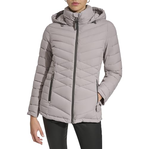 Doudoune légère à capuche DKNY confort contre le vent gris