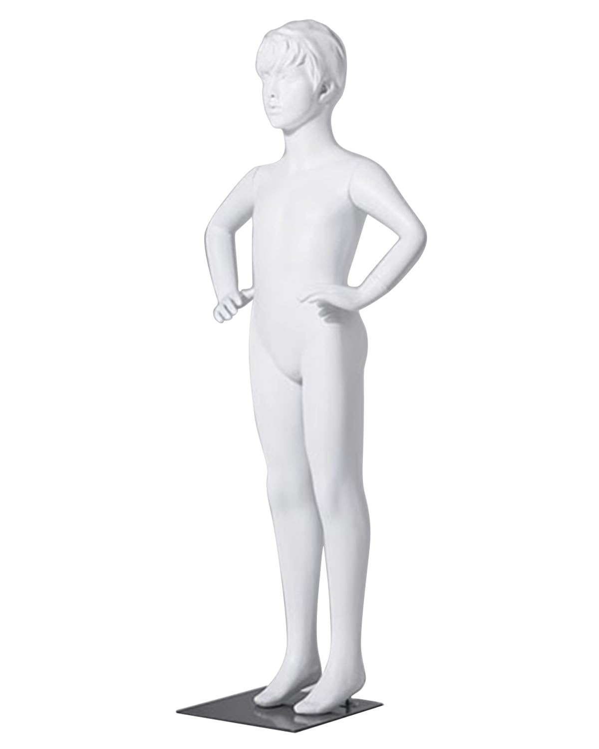 Biały manekin na całe ciało dla dzieci i młodzieży, idealny do sprzedaży odzieży. Model z włókna szklanego, idealny do sklepów i salonów (133 cm/52 3/8 "szerokości).
