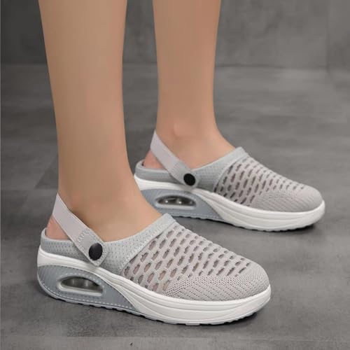 Diabetic Air Cushion Slip On Walking Shoes Mesh Closed Toe Wide Width Clogs Mules Shoes Womens Orthopedic Diabetic Slippers with Arch-Support3