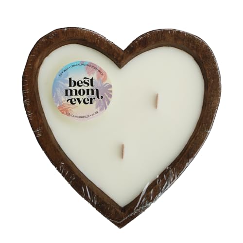 Image of McCall's Candles | Tropical Breeze | inchBest Mom Ever inch Heart-Shaped Bread Bowl Candle | Multi-Wick with Crackling Wooden Wicks | USA-Poured Wax | Farmhouse Decor | Gift for Mom