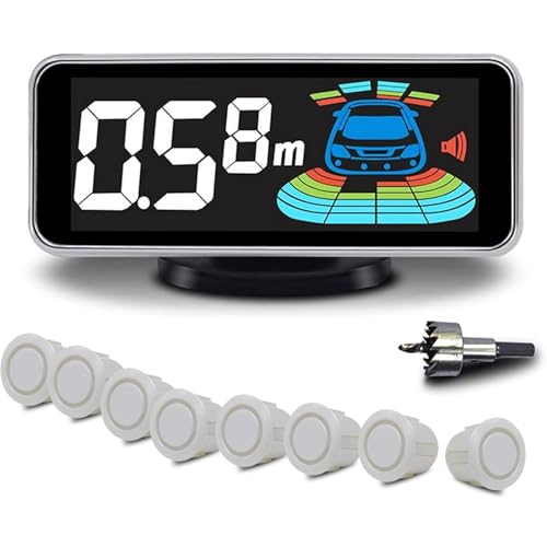 ELSNU Backup Parktronic System Car Auto Vehicle Reverse with 8 Parking Sensors kit Distance Detection LCD Distance Display Sound Warning …