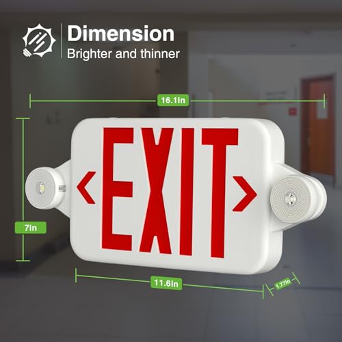 freelicht 6 pack red exit signs with emergency lights two led adjustable head emergency exit light with battery backuphard wiredul listed ac 120277vexit sign combo for business
